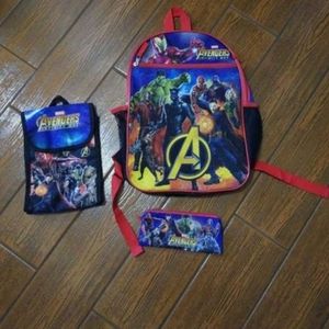 Avengers backpack with lunchbox and pencil pouch